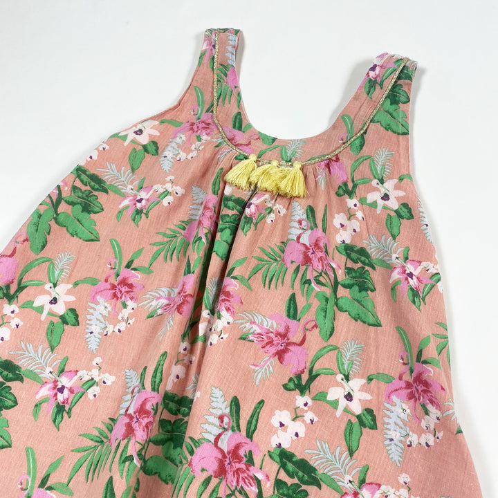 Louise Misha salmon flower dress with tassels 6Y 2