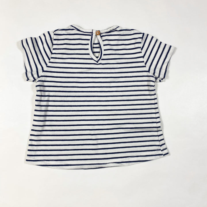 Zara navy striped T-shirt with sequins heart 12-18M/86 2