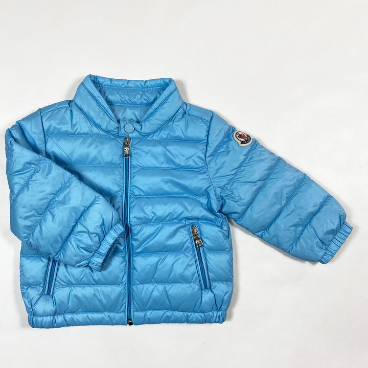 Moncler turquoise/blue lightly padded down transition jacket 6-9M 1