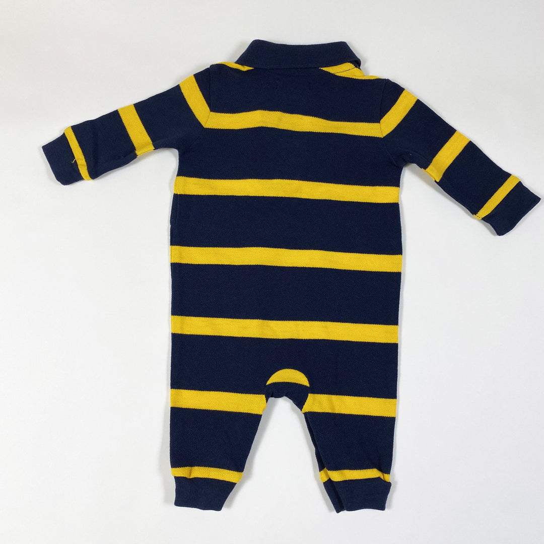 Ralph Lauren marineblau-gelb gestreifter Langarm-Rugby-Jumpsuit 3M