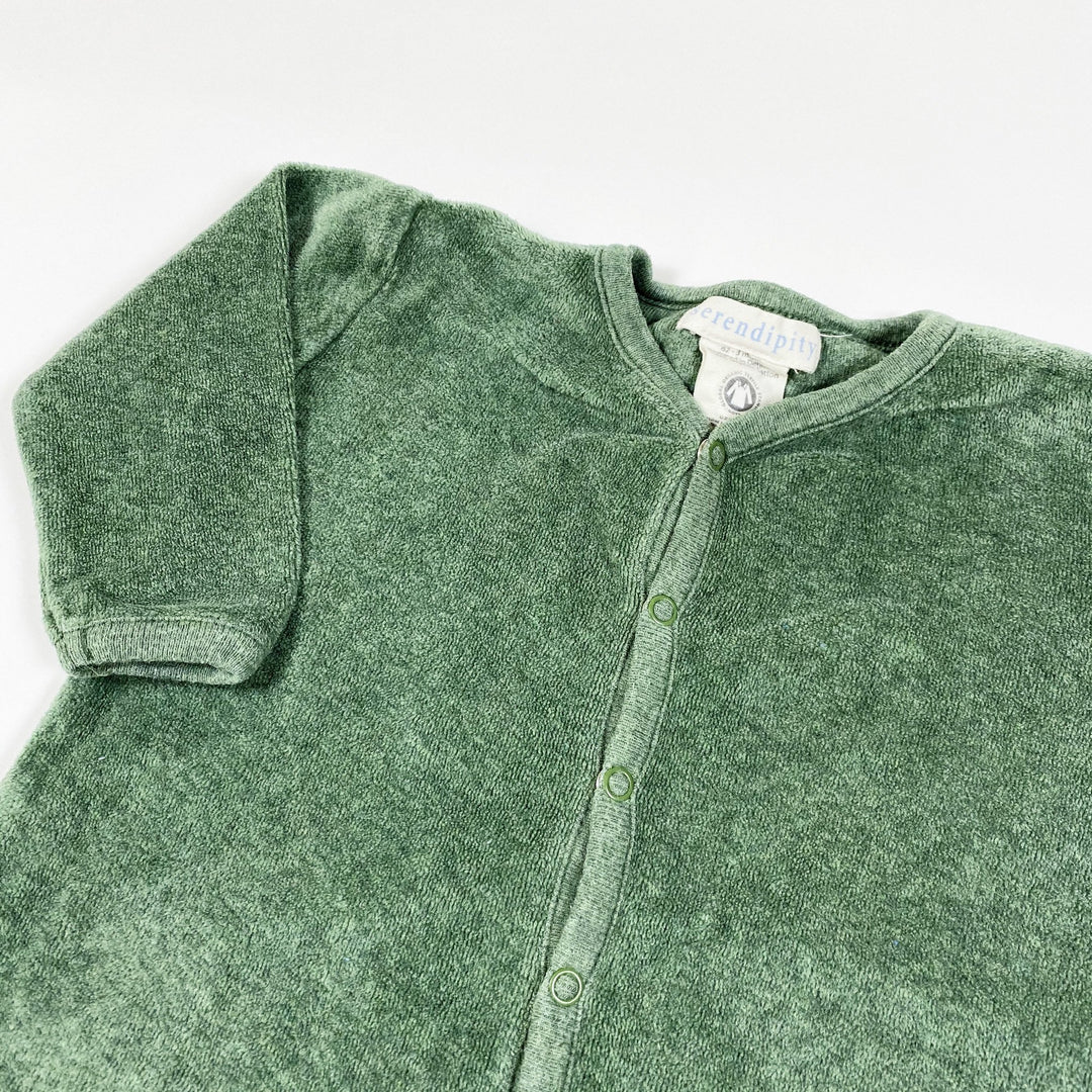 Serendipity Organics pine green velour baby jumpsuit 62/3M