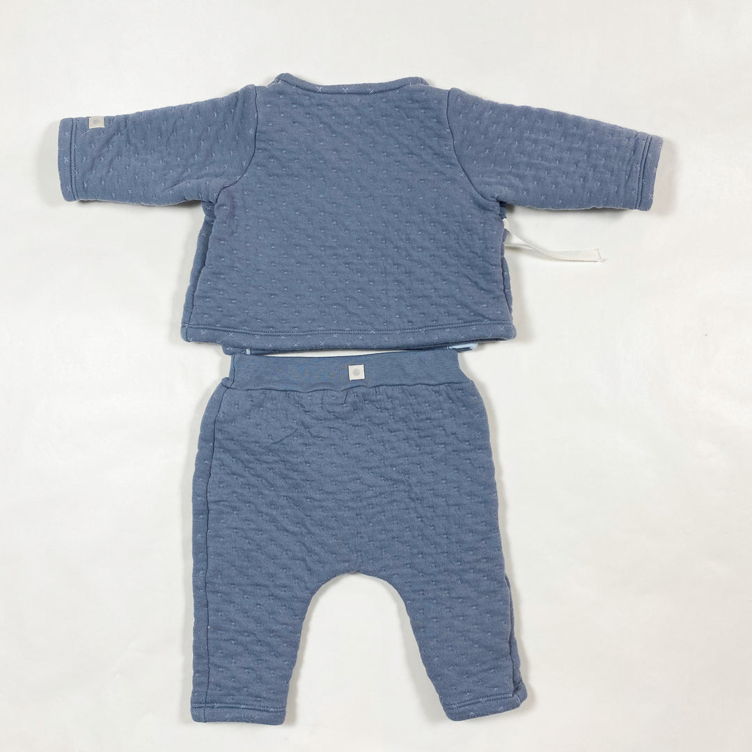 Petit Bateau petrol quilted wrap top and pants set 3M/60 3