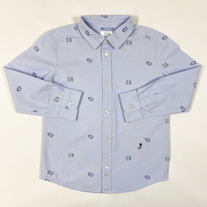 Jacadi light blue fish print shirt 4Y