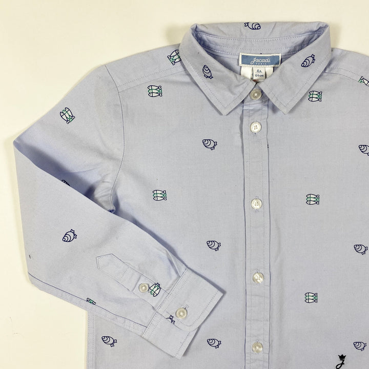 Jacadi light blue fish print shirt 4Y