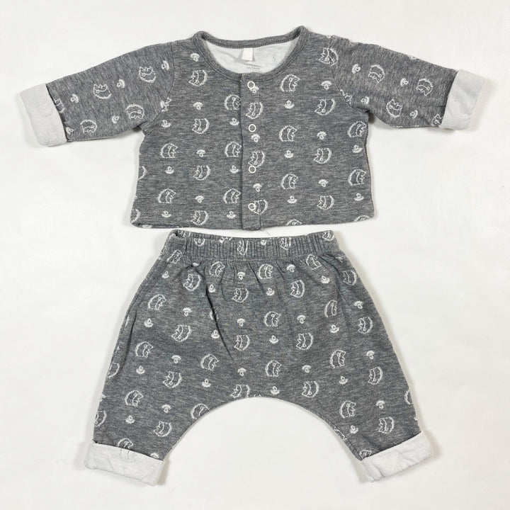 Petit Bateau grey squirrel cardigan and pants set 1M/54 1