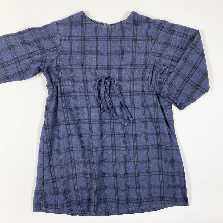 Mabo blue plaid long-sleeved dress 4-5Y