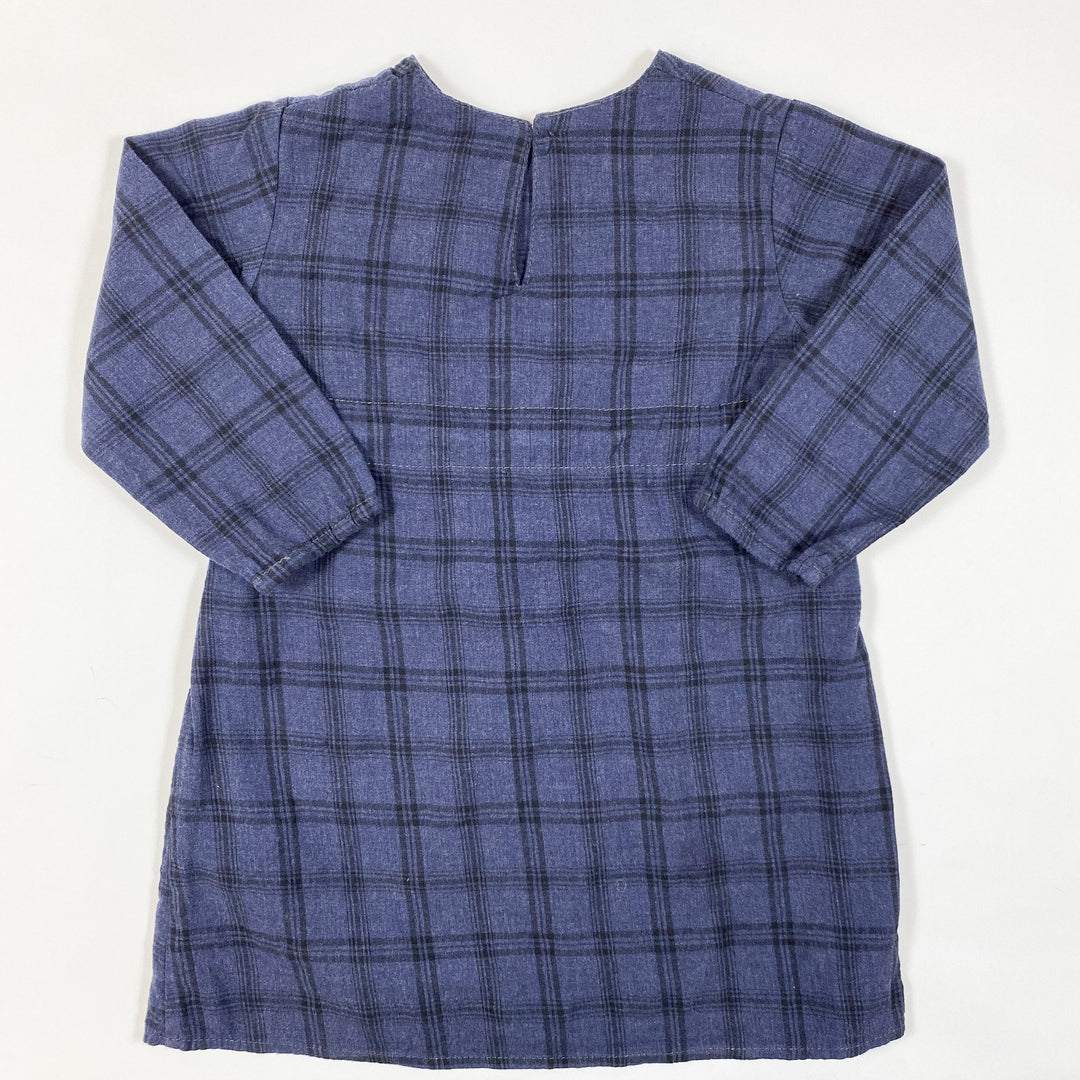 Mabo blue plaid long-sleeved dress 4-5Y