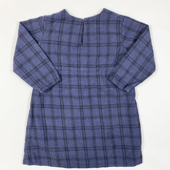 Mabo blue plaid long-sleeved dress 4-5Y