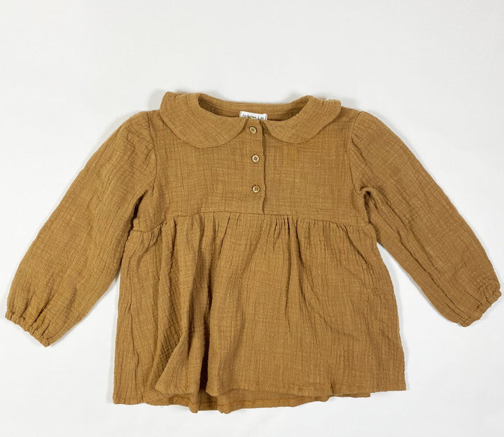 Fin & Vince caramel muslin ruffle tunic 4-5Y