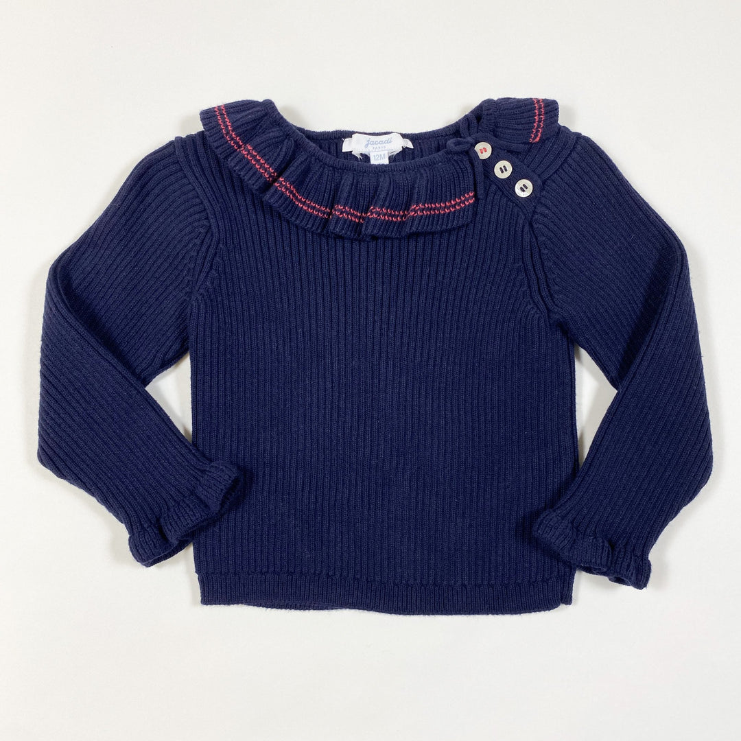 Jacadi blue ribbed knit sweater with collar 12M/74cm