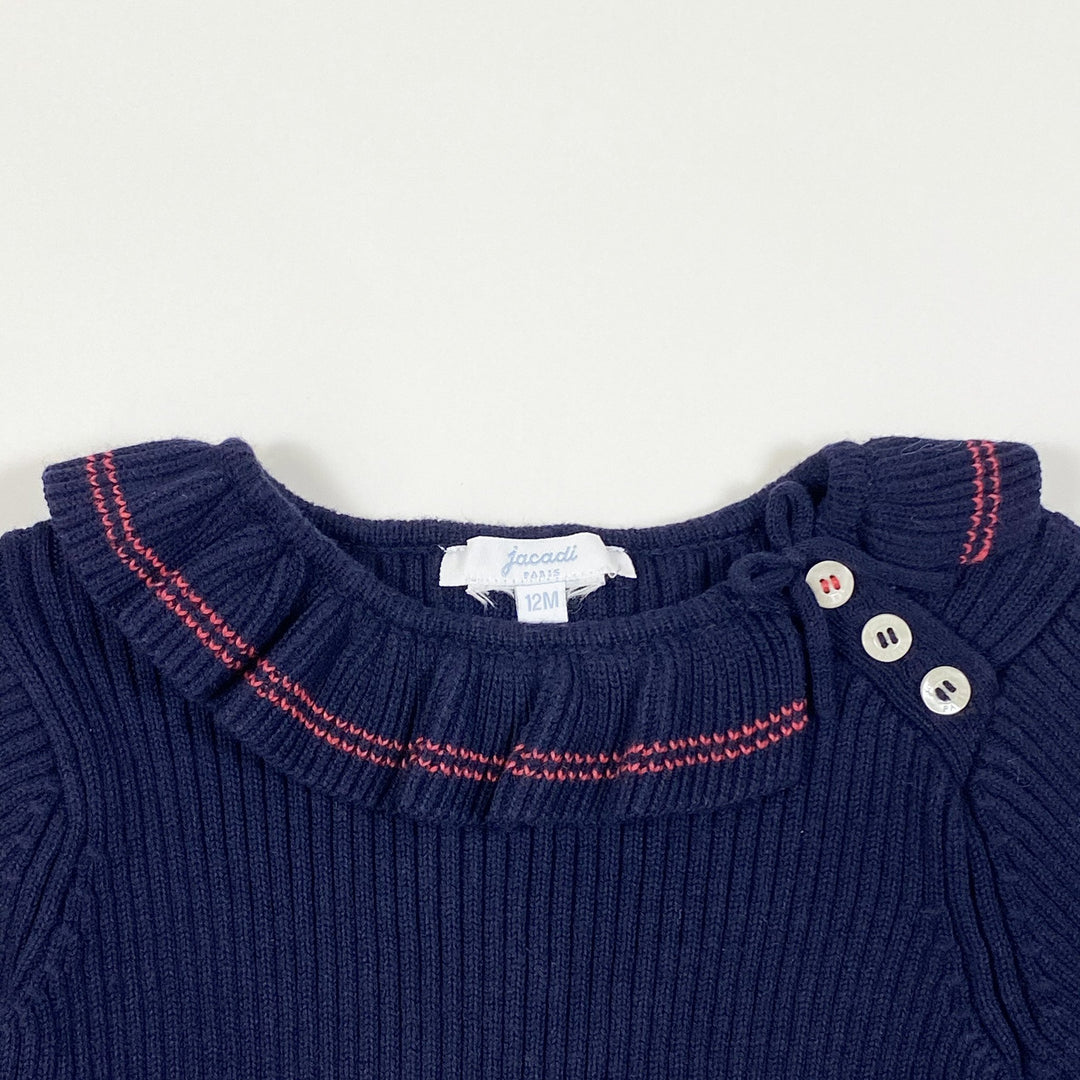 Jacadi blue ribbed knit sweater with collar 12M/74cm