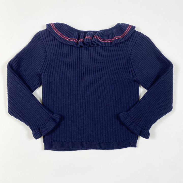 Jacadi blauer Rippenstrickpullover mit Kragen 12M/74cm