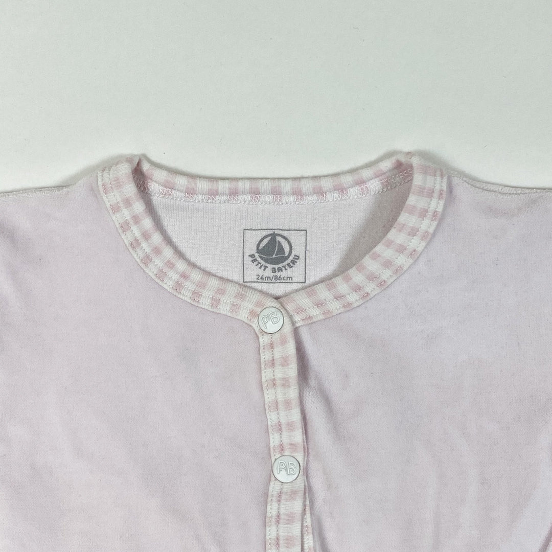 Petit Bateau soft rose velour pyjamas with feet 24M/86cm