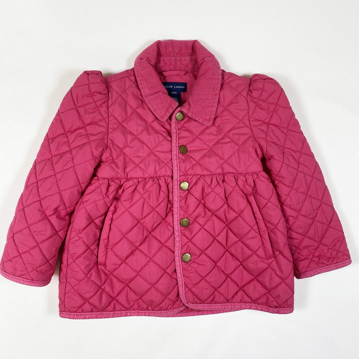 Ralph Lauren fuschia quilted jacket with corduroy detailing 4Y