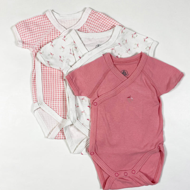 Petit Bateau set of 3 pink wrap bodys N/50 1