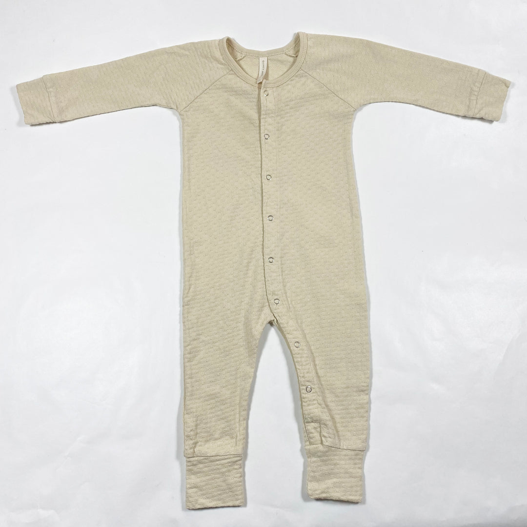 Quincy Mae beige pointelle jumpsuit 12-18M 1