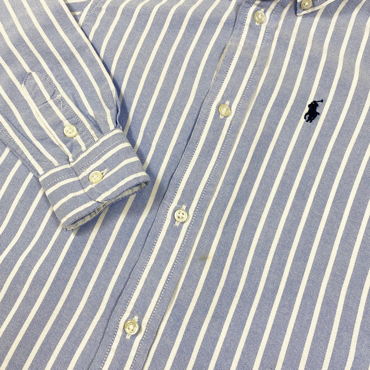 Ralph Lauren light blue striped button down shirt 3Y