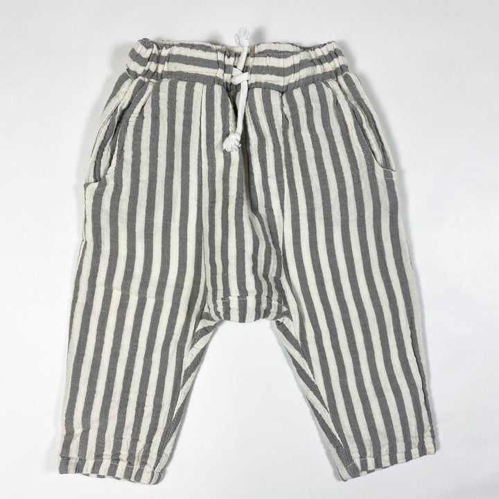 Rylee + Cru grey striped muslin harem pants 6-12M 4