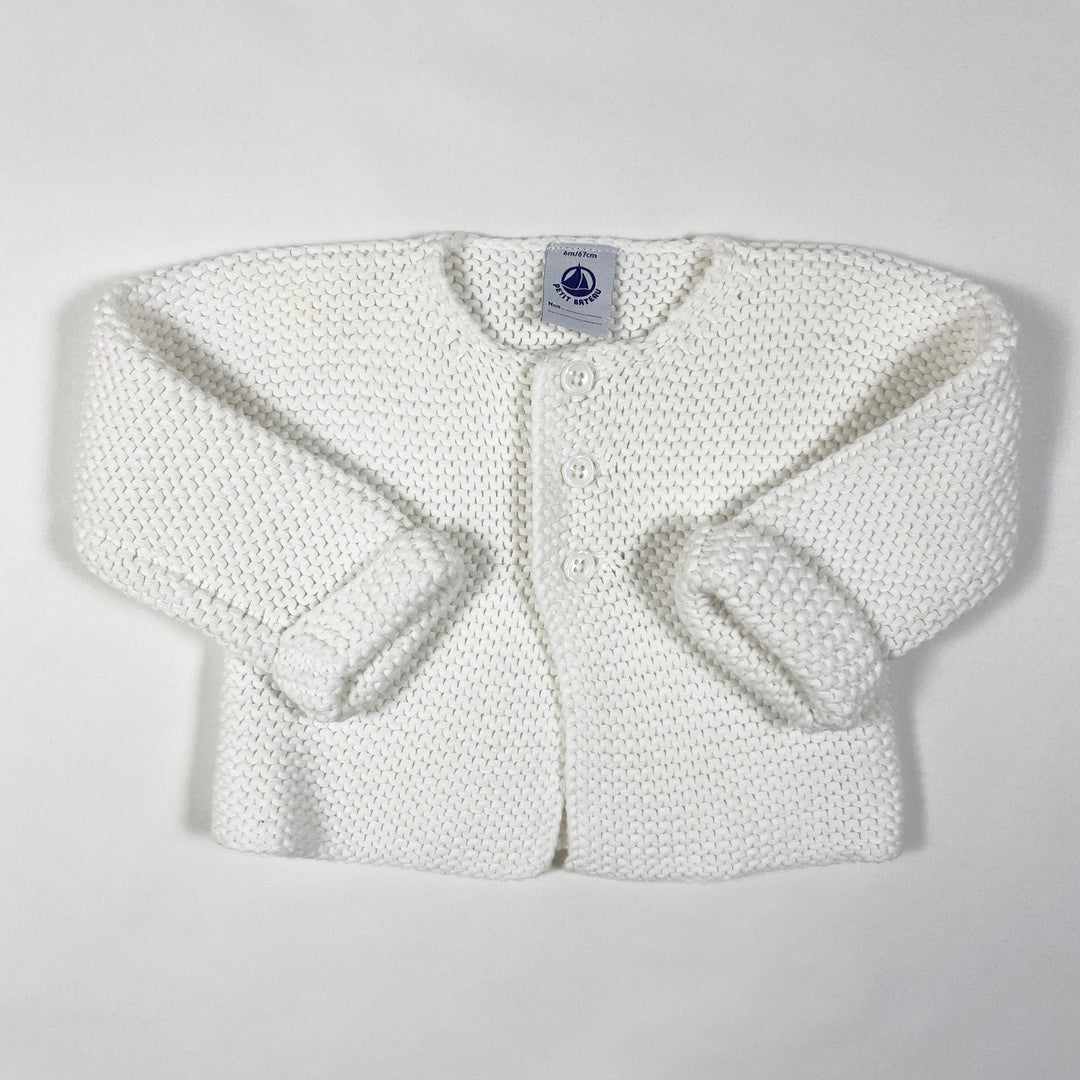 Petit Bateau white heavy knit cotton cardigan 6M/67cm