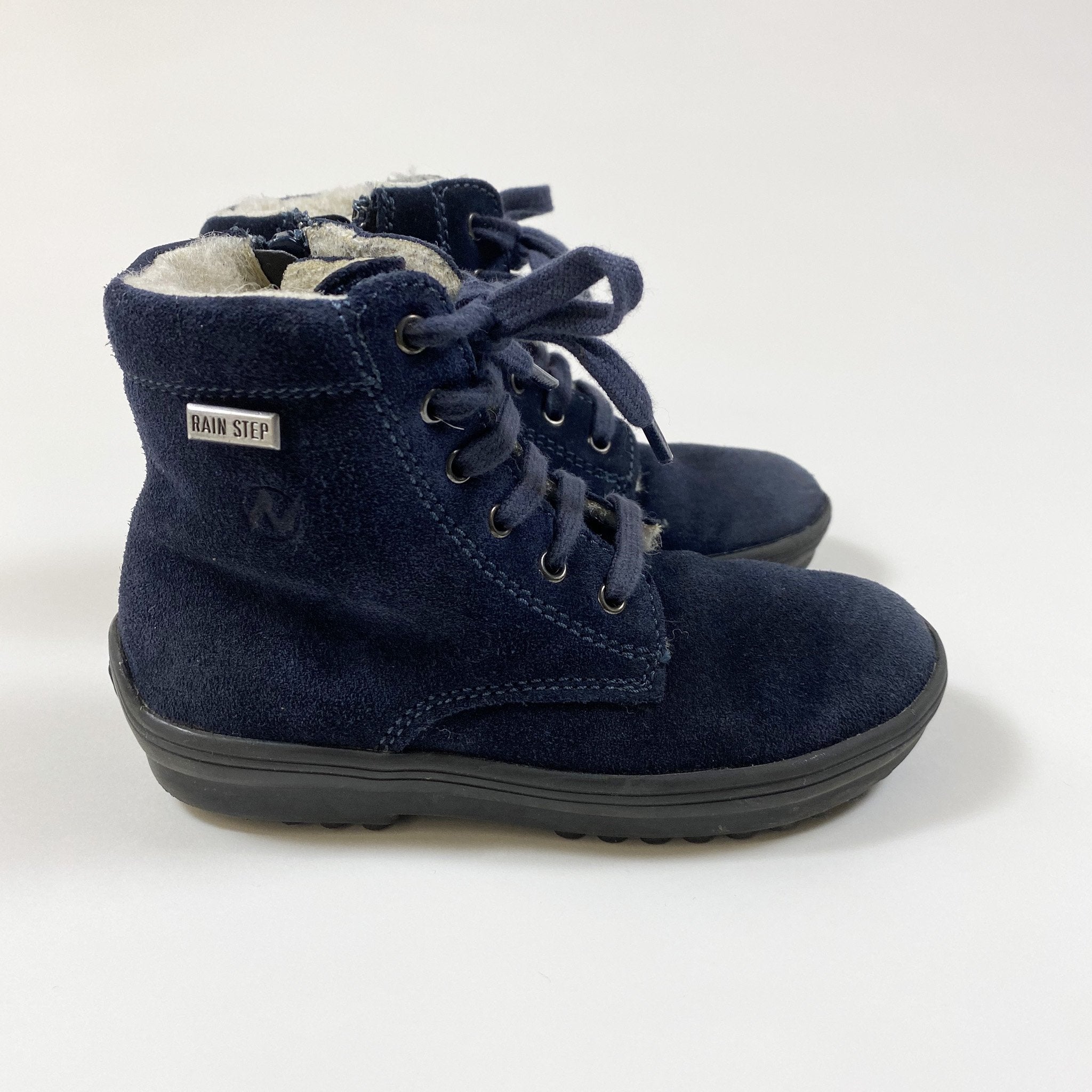 Naturino navy Rain Step waterproof leather boots with zip closure Ingrid Emil