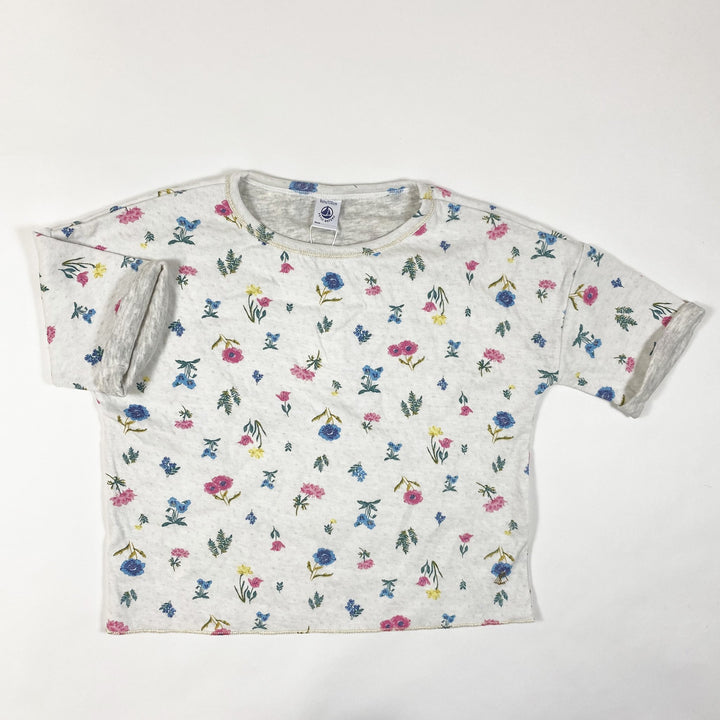 Petit Bateau off-white flower print oversize cotton lined t-shirt 8Y/128cm