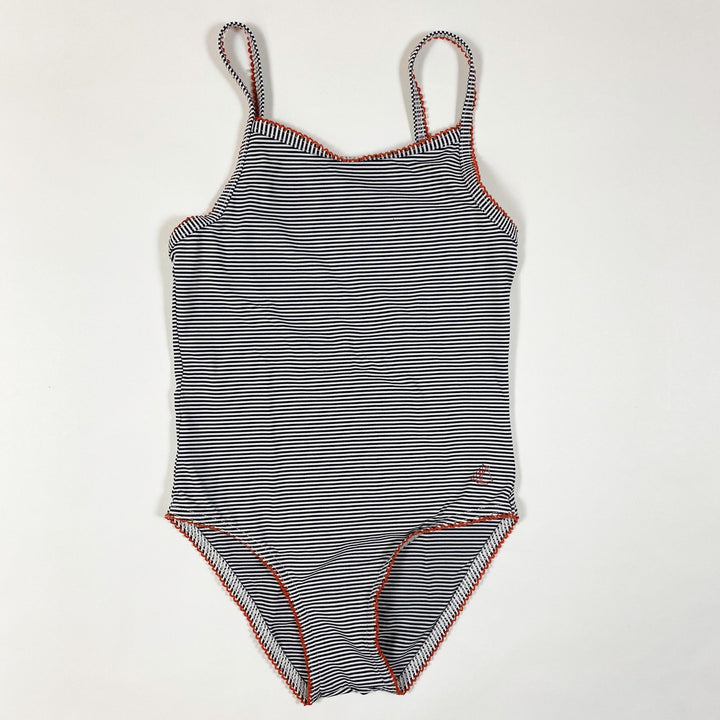 Petit Bateau blue striped bathingsuit with red embroidery 6Y/116cm