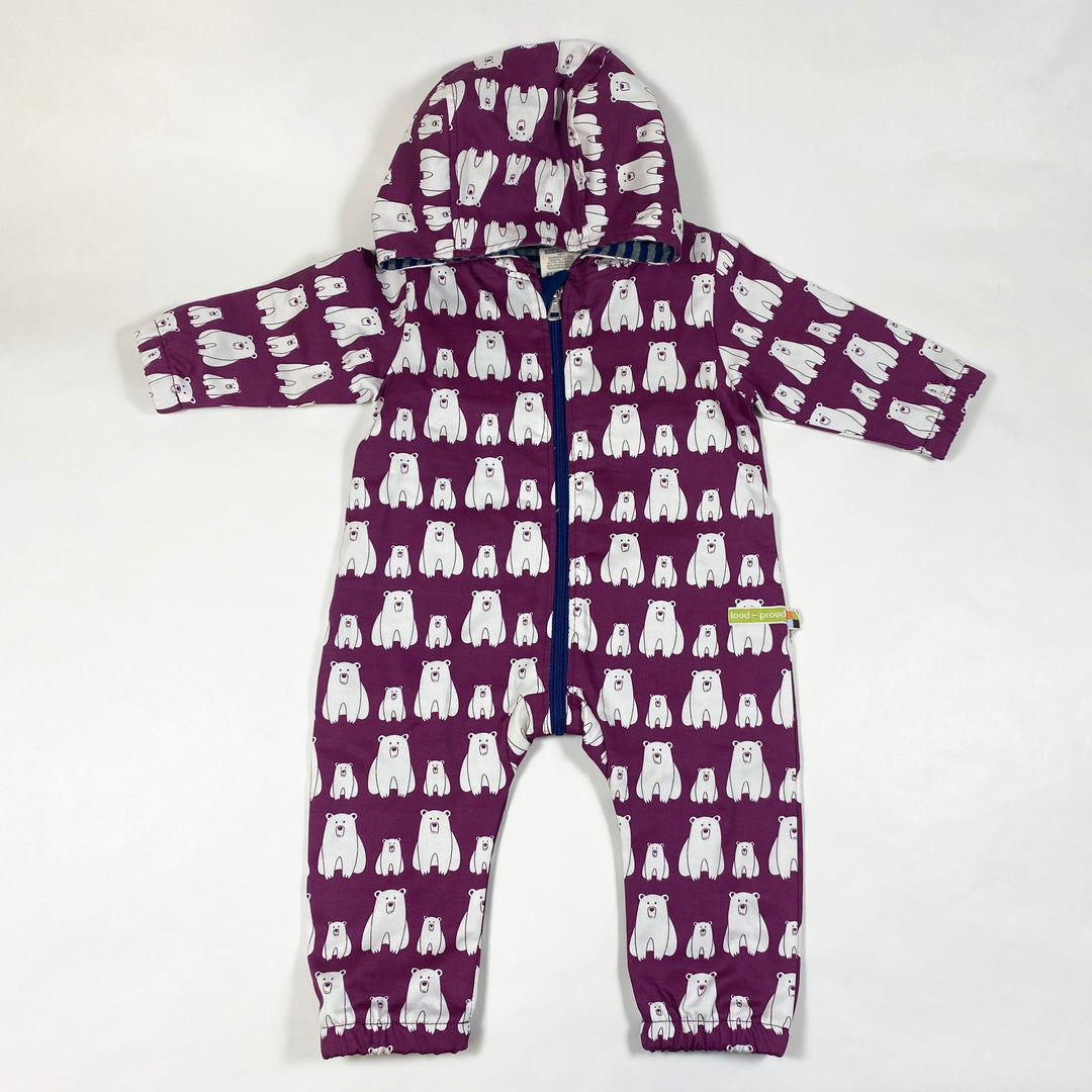 Loud and Proud plum bear water repellent overall with hood 62/68 1