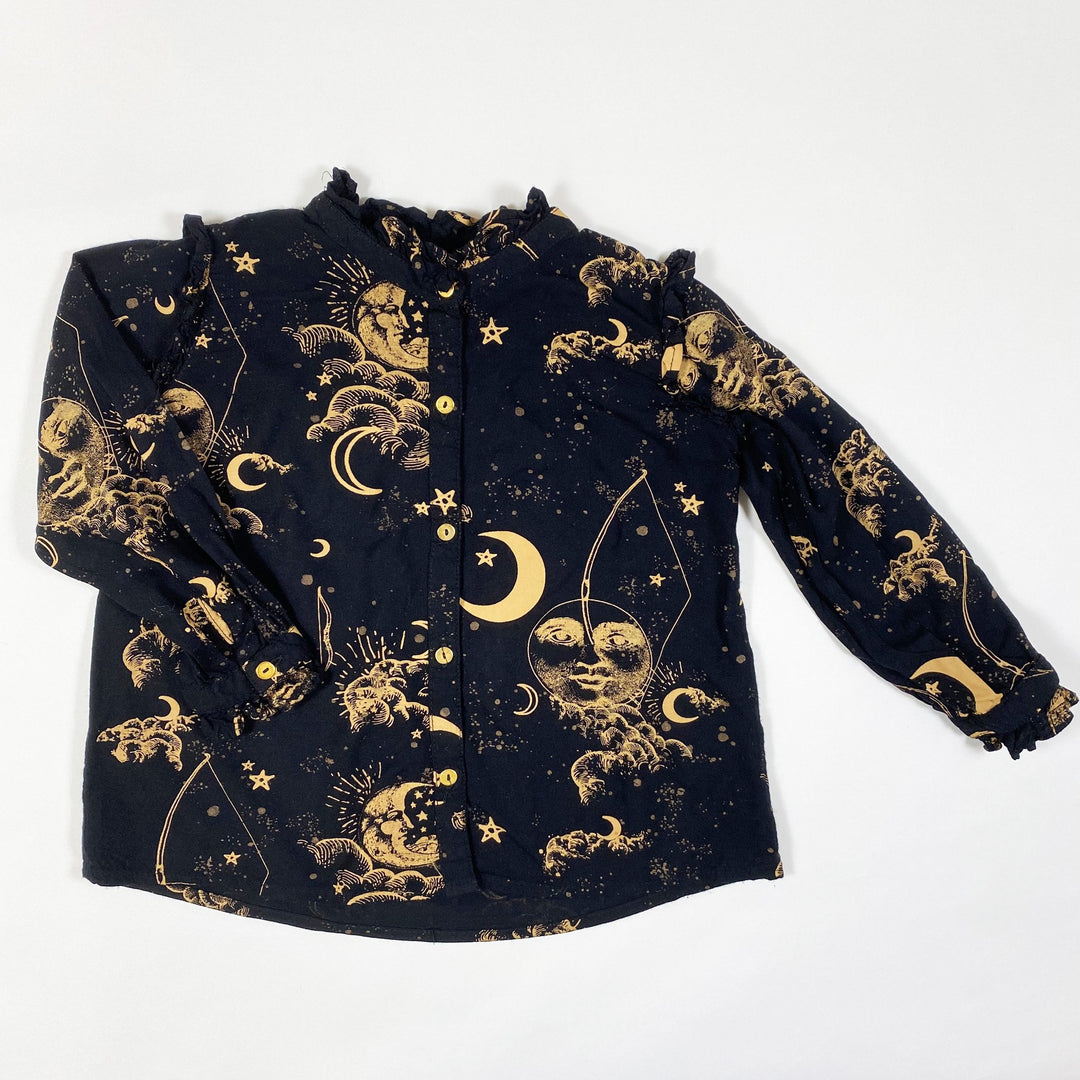 Soft Gallery black moon print blouse with ruffles 4Y