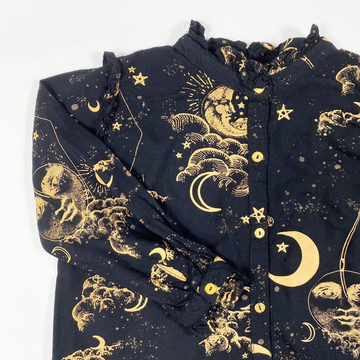 Soft Gallery black moon print blouse with ruffles 4Y