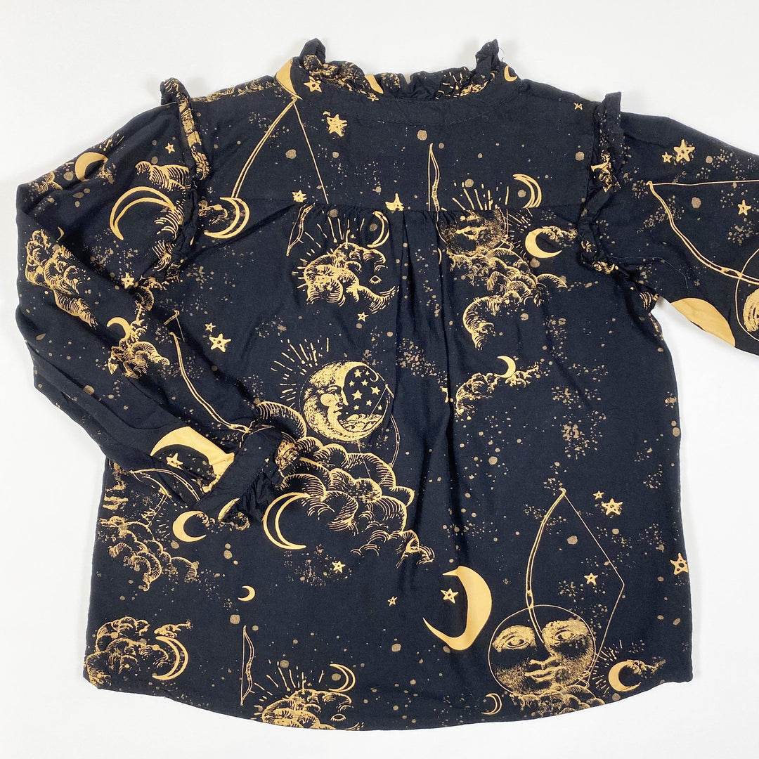 Soft Gallery black moon print blouse with ruffles 4Y