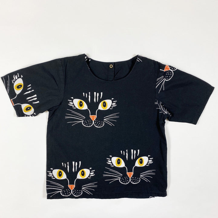 Mini Rodini black cat short-sleeved blouse 104-110