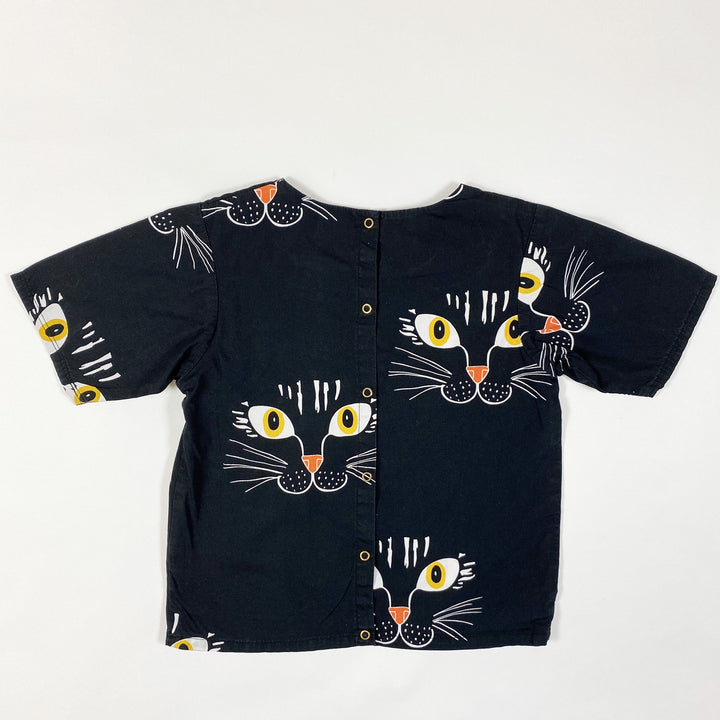 Mini Rodini schwarze Katzen-Kurzarmbluse 104-110