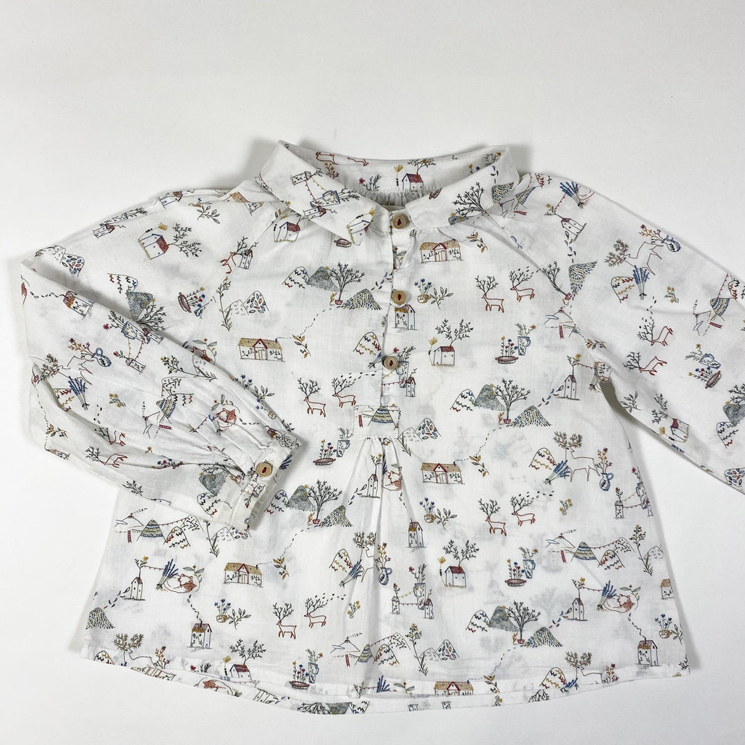 Zara weisse Haus Print Bluse 3-4Y/104