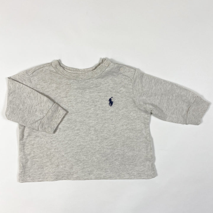 Ralph Lauren graues melangefarbenes Langarm-T-Shirt 3M/60