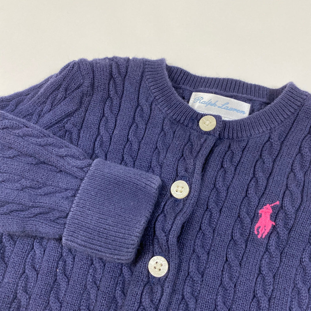 Ralph Lauren marineblaue Zopfstrickjacke 9M