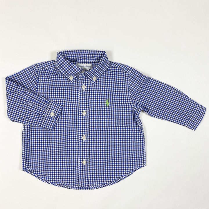 Ralph Lauren blue checked button down shirt 6M