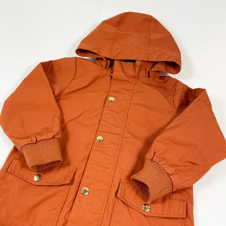 Mini Rodini rust orange rain jacket with hood 104/110 2