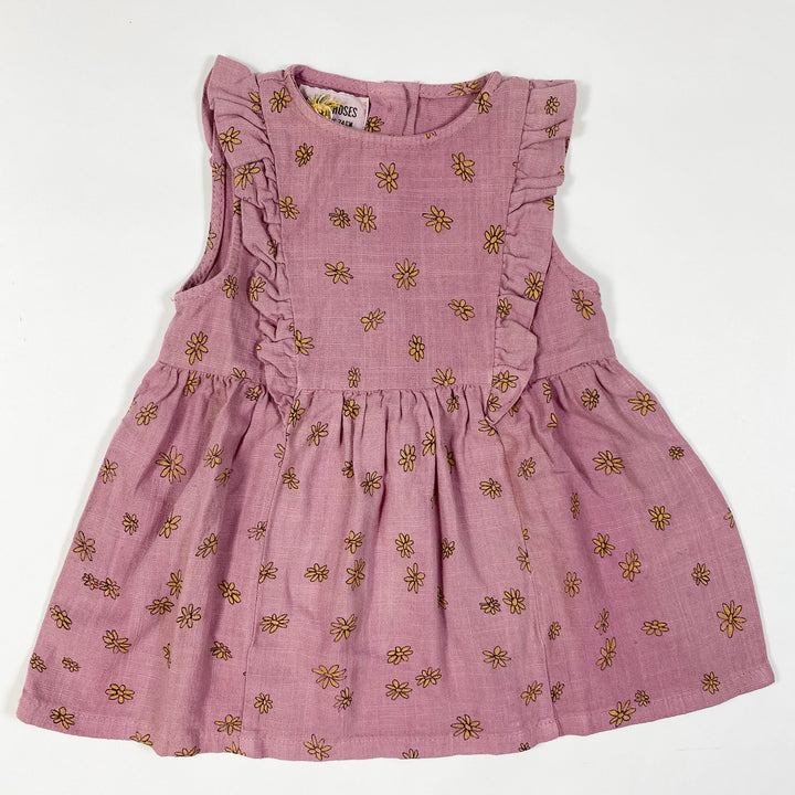 Bobo Choses purple daisy print short-sleeved dress with ruffles Second Season diff. sizes