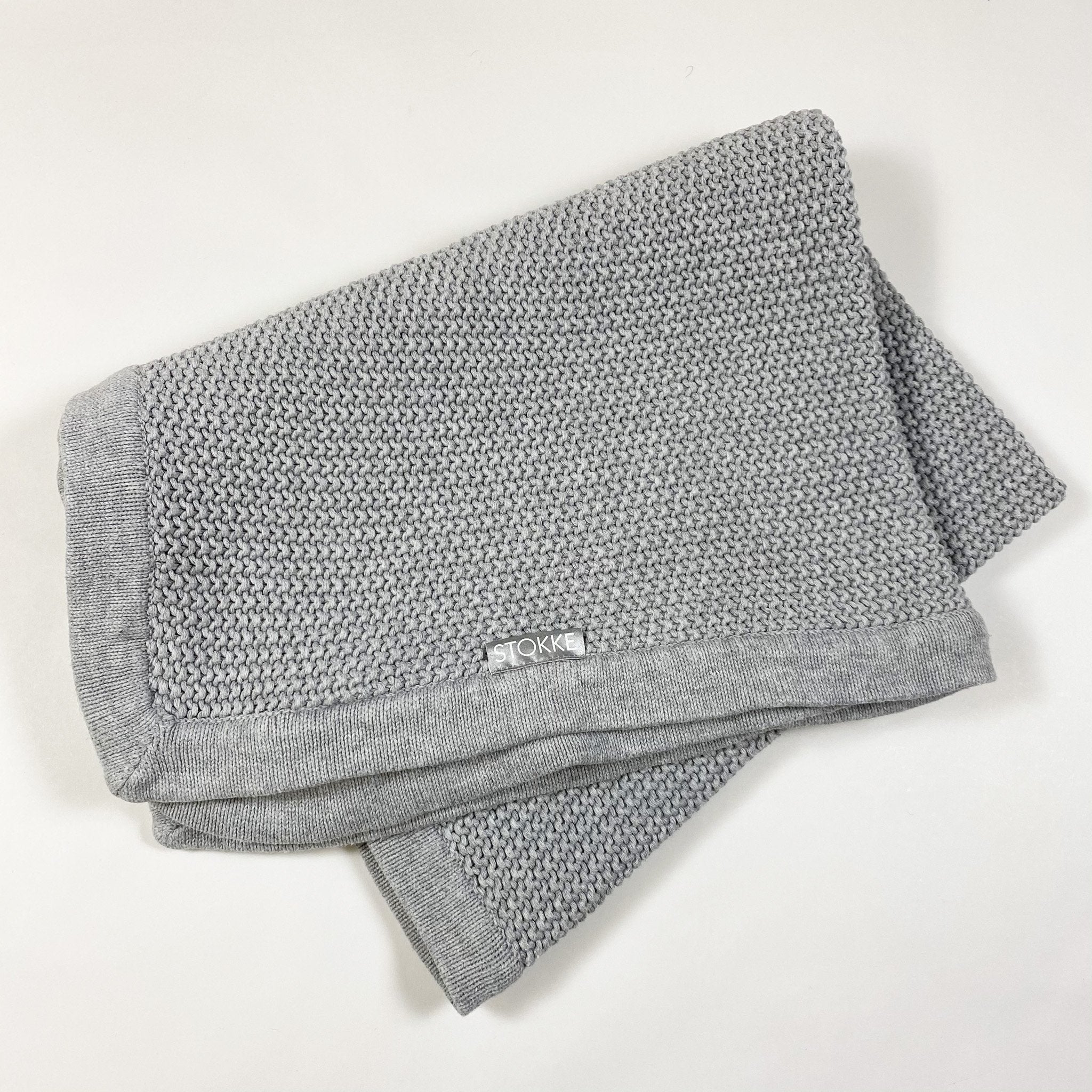 Stokke grey heavy knit stroller blanket Ingrid Emil