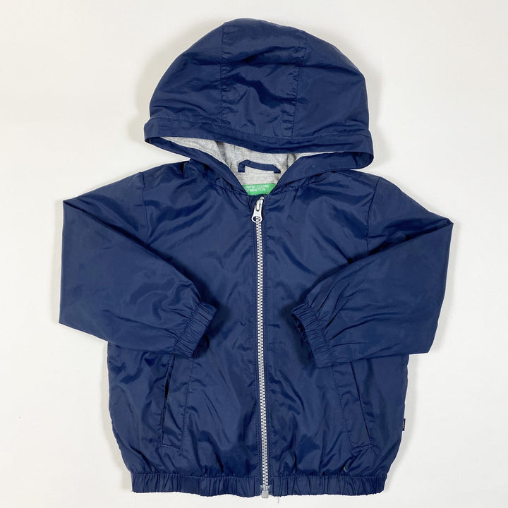 Benetton blaue Windjacke mit Kapuze und Baumwollfutter 86