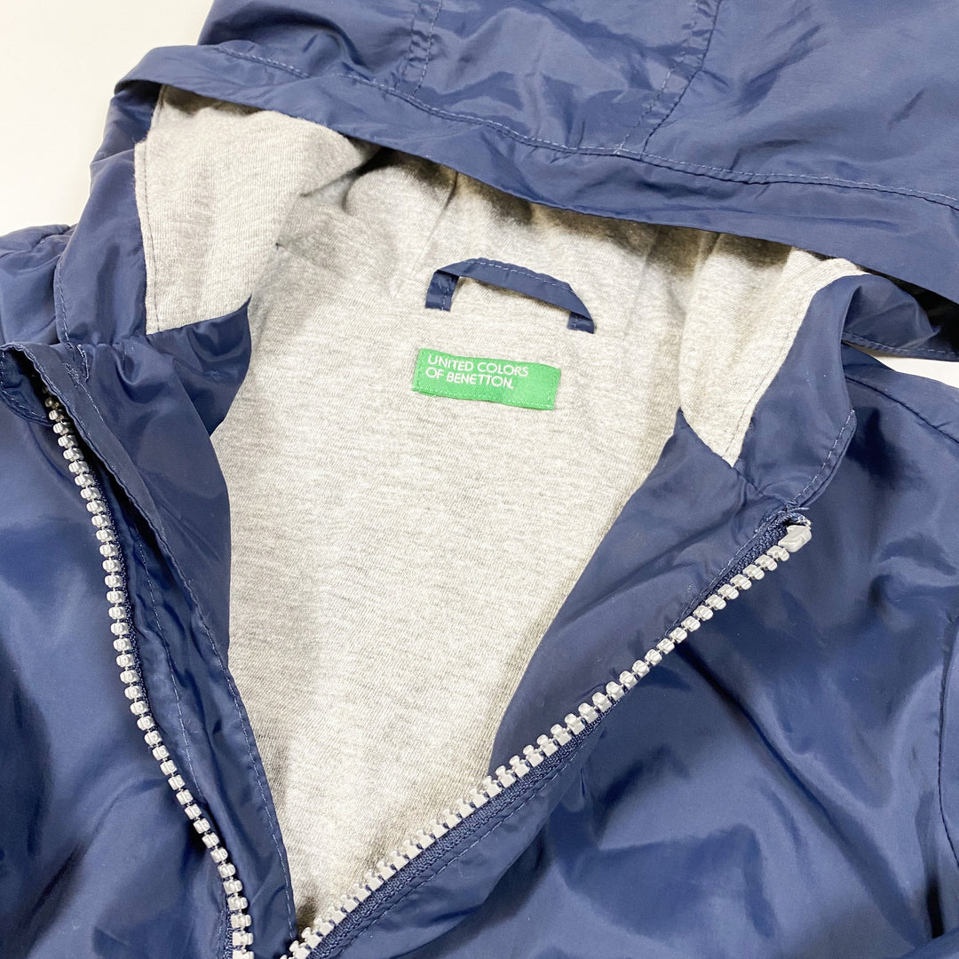 Benetton blaue Windjacke mit Kapuze und Baumwollfutter 86