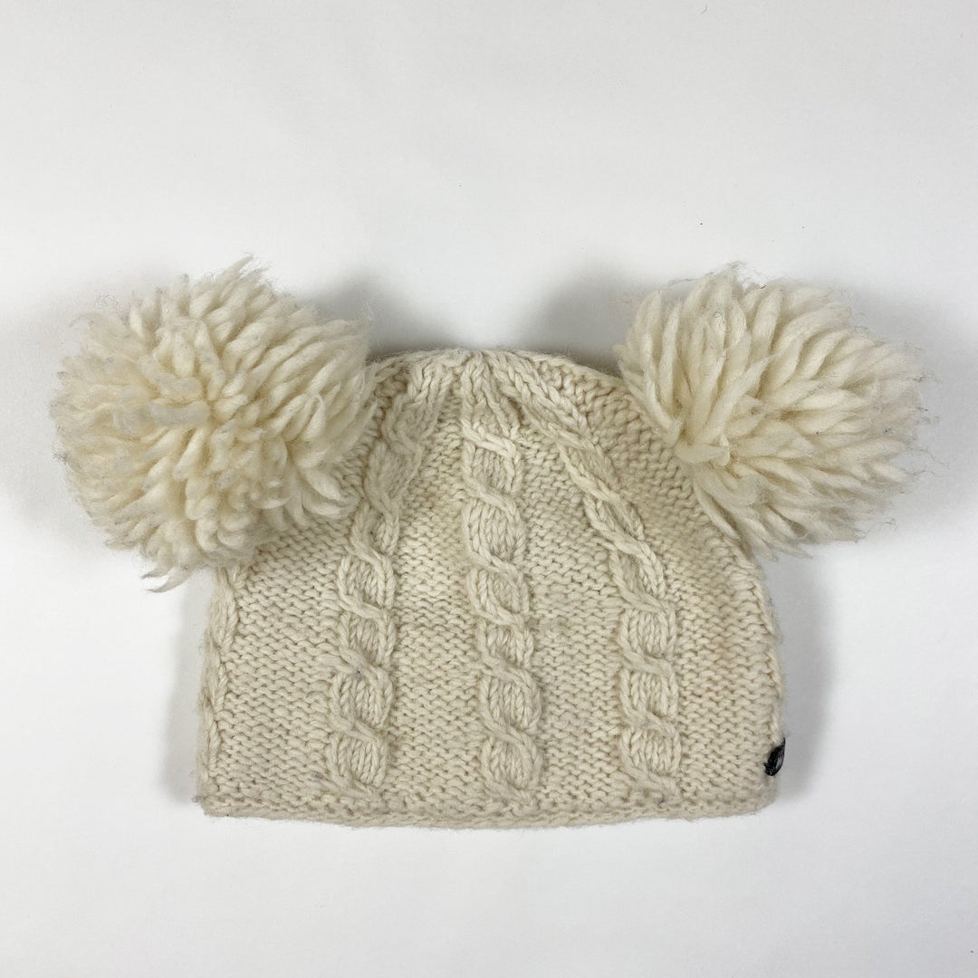 Moshiki white fleece lined knit hat 6-8Y