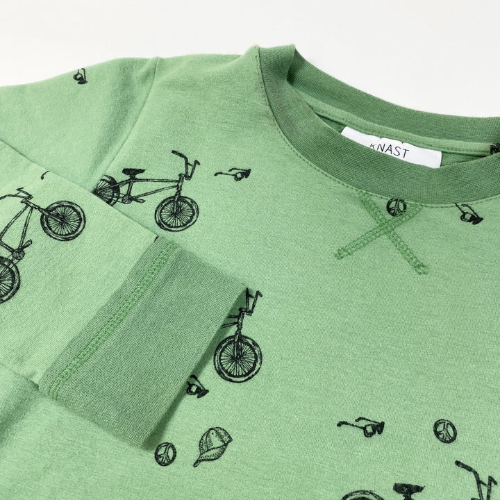 Knast by Krutter green bicycle print sweatshirt 6-7Y