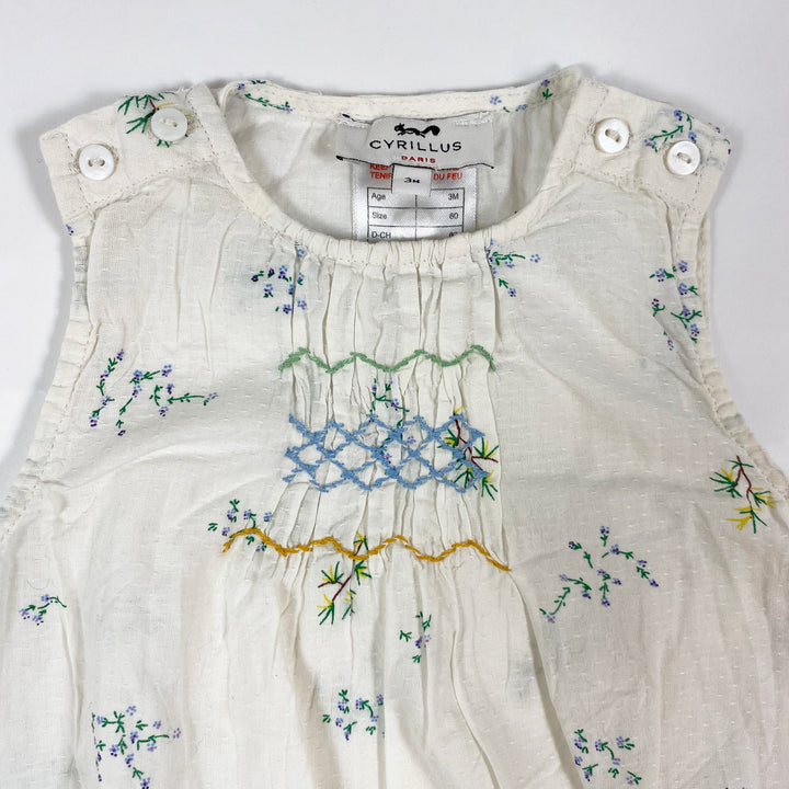 Cyrillus white floral print smocked jumpsuit 3M/60 2