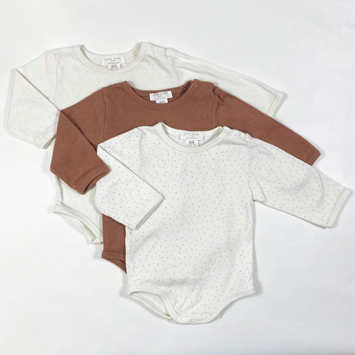 Zara pointelle long-sleeved bodys set of 3 9-12M/80 1