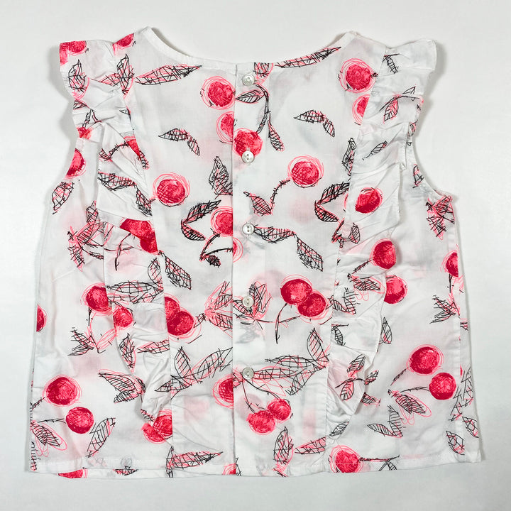 Bonpoint white abstract cherry short-sleeved blouse 3Y 2
