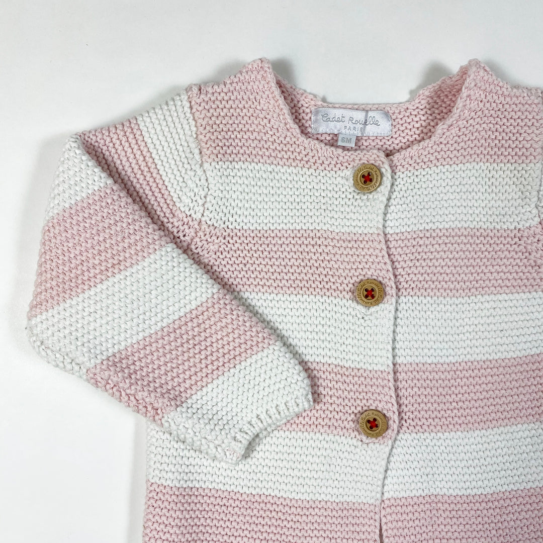 Cadet Rousselle pale rose/off-white cotton cardigan 6M 2