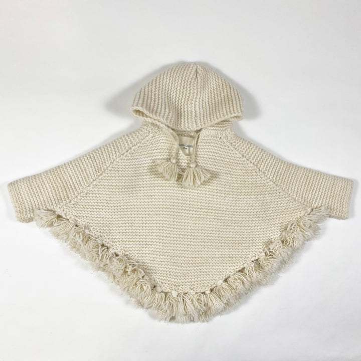 Louis Louise ecru merino knit poncho with hood S1