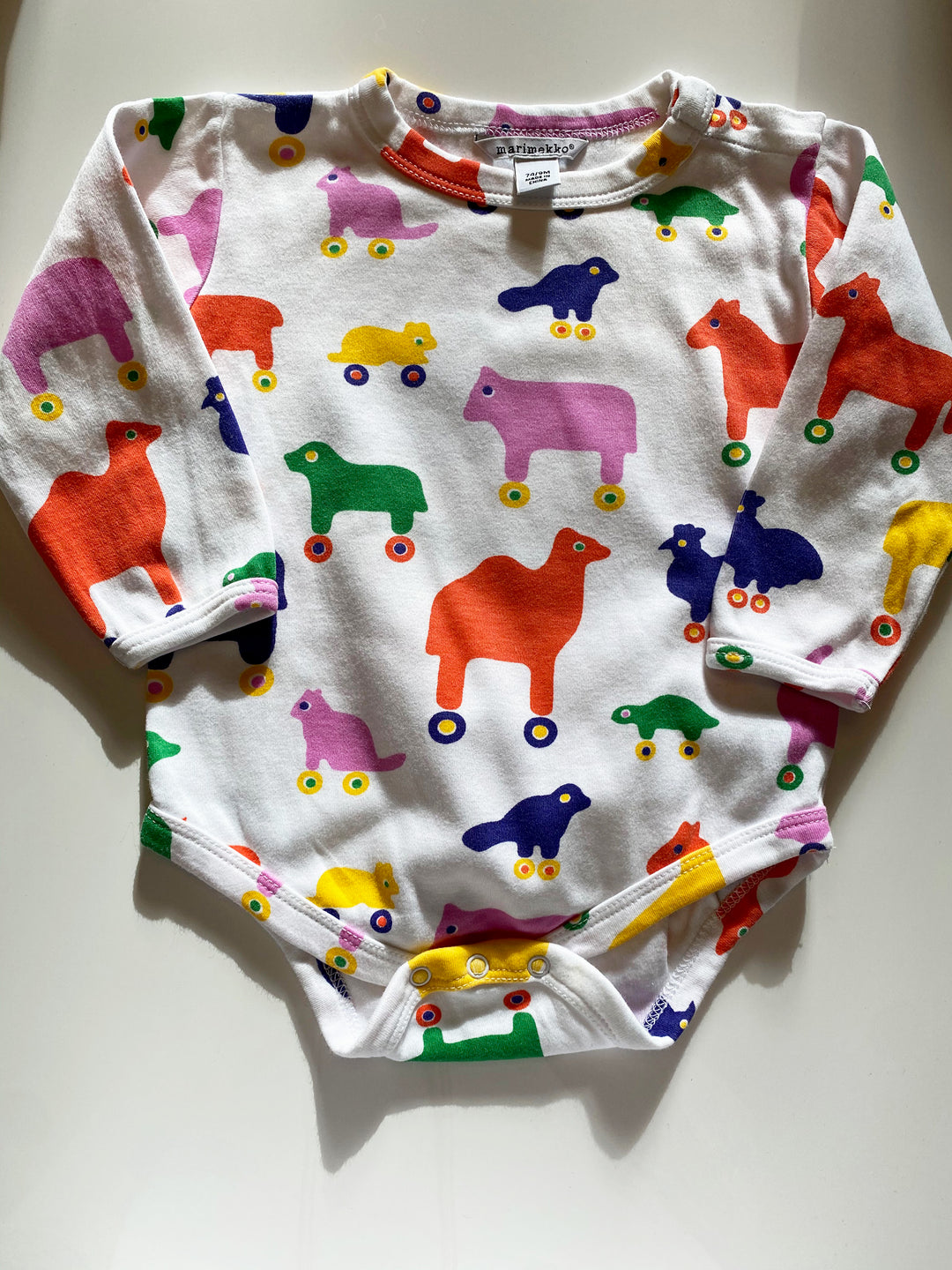 Marimekko ecru animal longsleeve body 74/9M 1