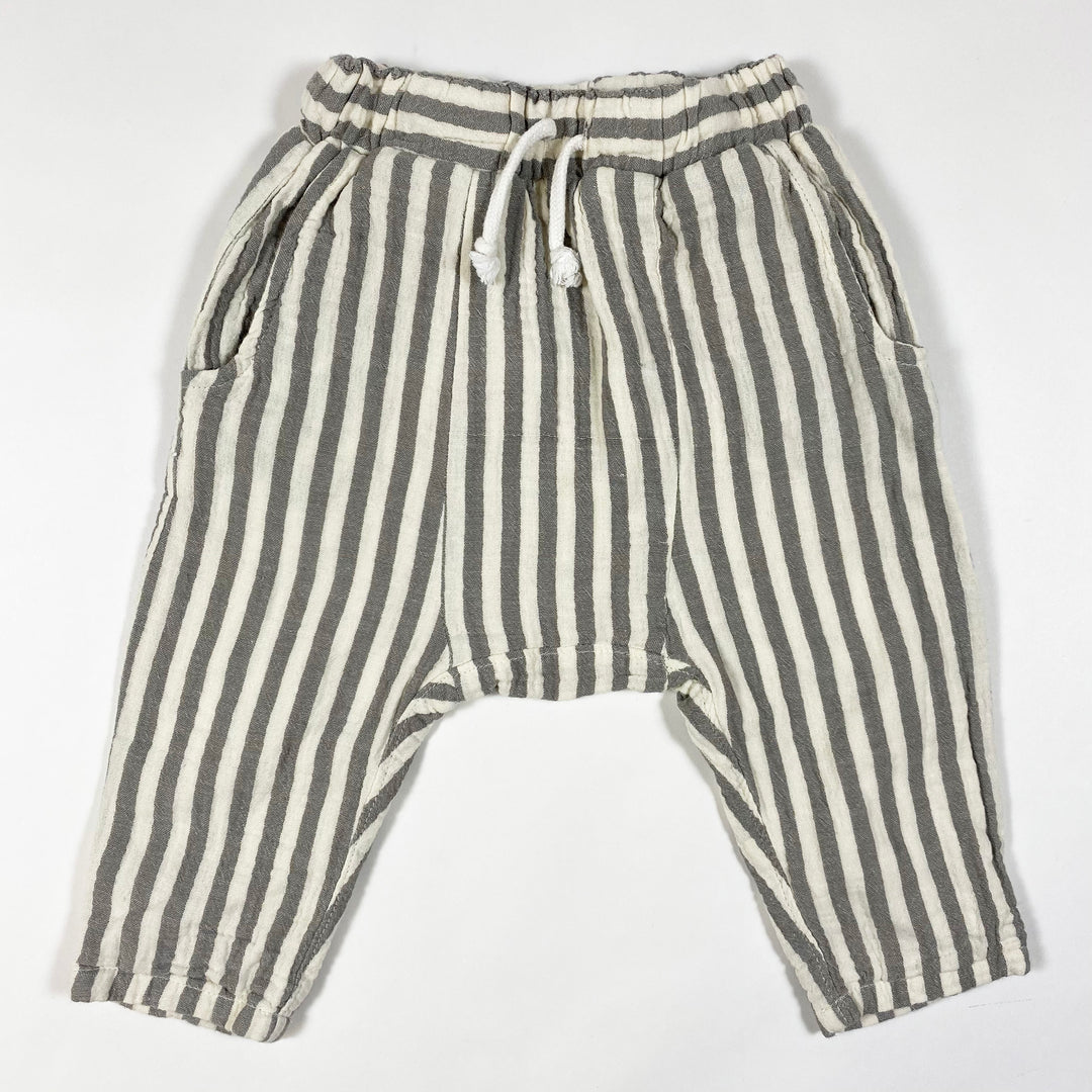 Rylee + Cru grey striped muslin harem pants 6-12M 3